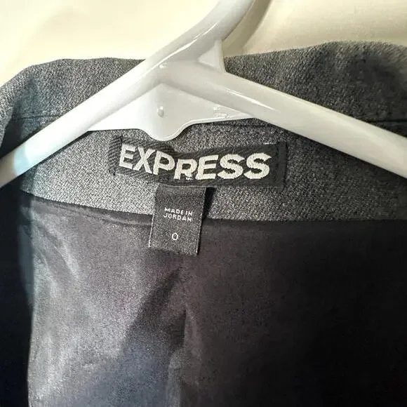 Express Notch Collar One Button Blazer Jacket Gray Business Office Womens Size 0 - Picture 2 of 4